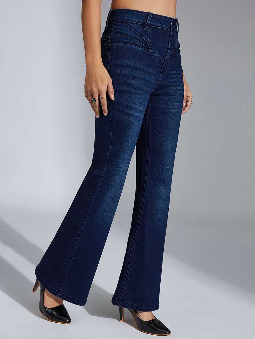 women solid high rise bootcut jean - 22433575 -  Standard Image - 3