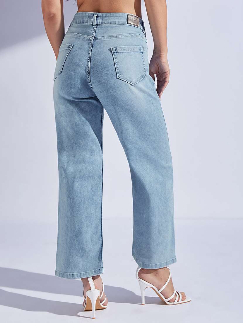 women solid high rise wide leg jeans - 22433584 -  Standard Image - 3
