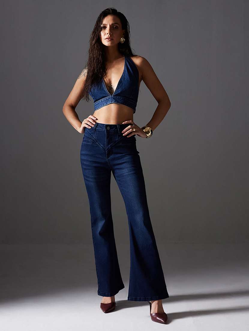 women solid high rise bootcut jean - 22433587 -  Standard Image - 3