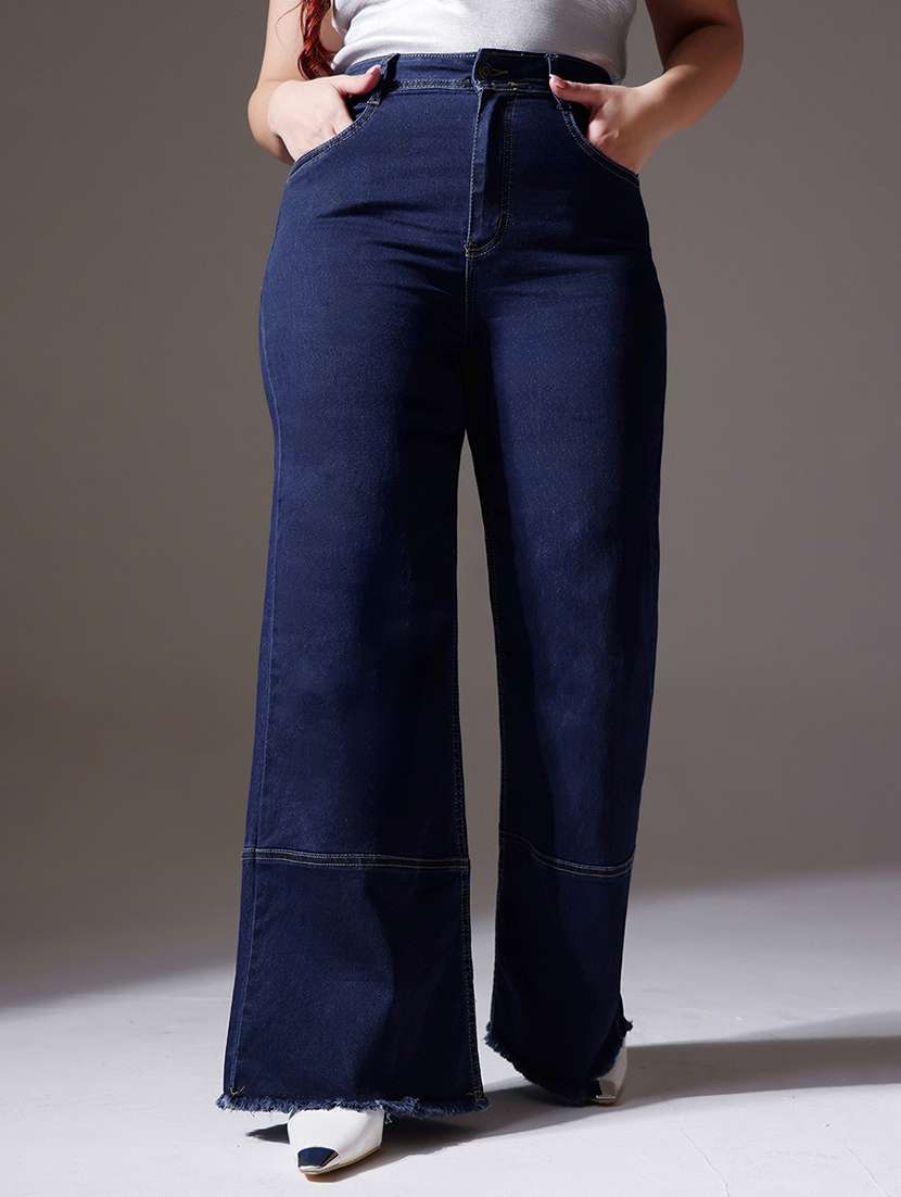 women solid high rise bootcut jeans