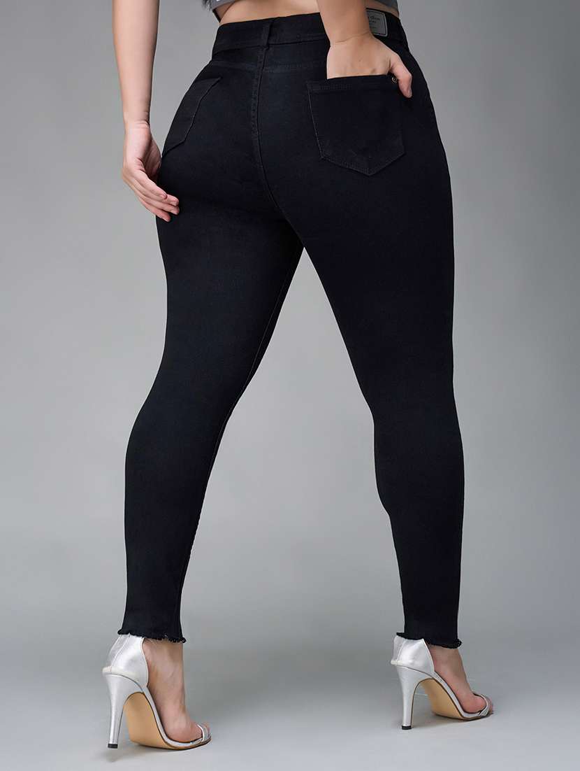 women solid high rise skinny jeans - 22433638 -  Standard Image - 3