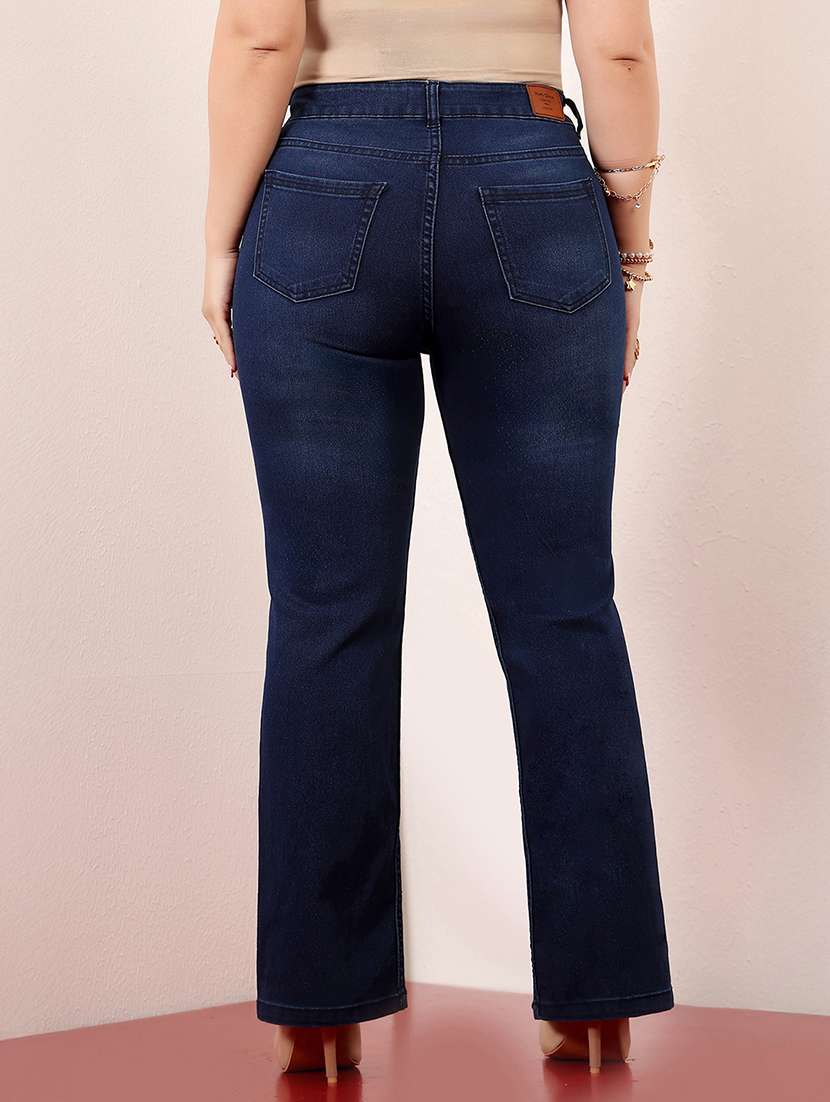 women solid high rise bootcut jeans - 22433639 -  Standard Image - 3