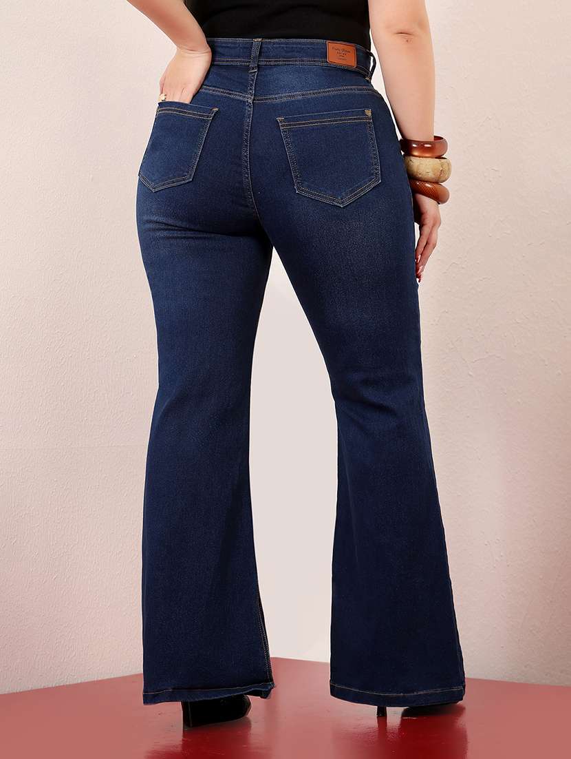women solid high rise bootcut jeans - 22433640 -  Standard Image - 3