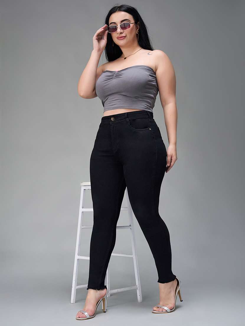 women solid high rise skinny jeans - 22433644 -  Standard Image - 3