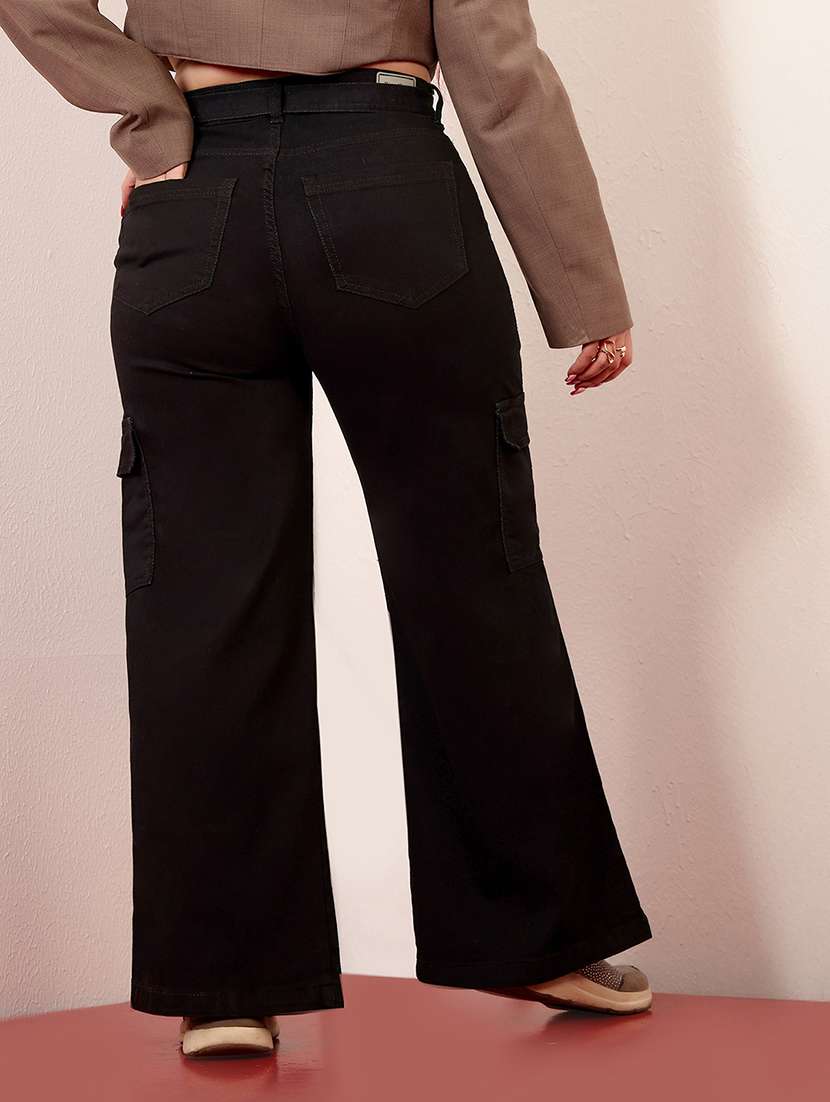 women solid high rise cargo - 22433656 -  Standard Image - 3