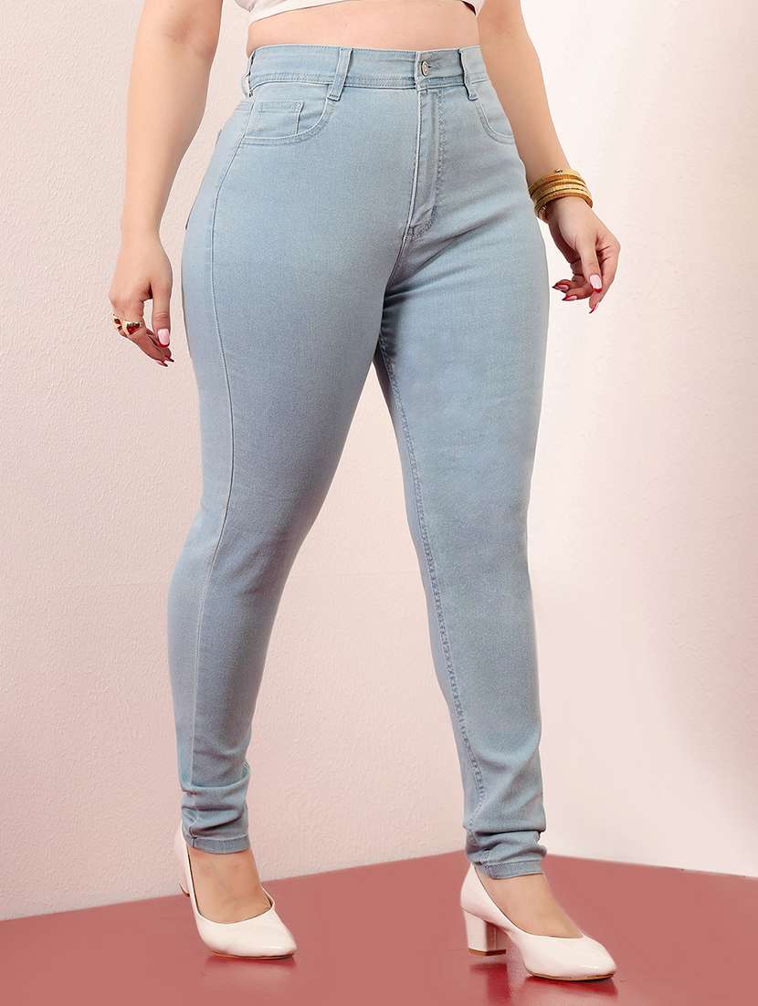 women solid high rise skinny jeans - 22433663 -  Standard Image - 3
