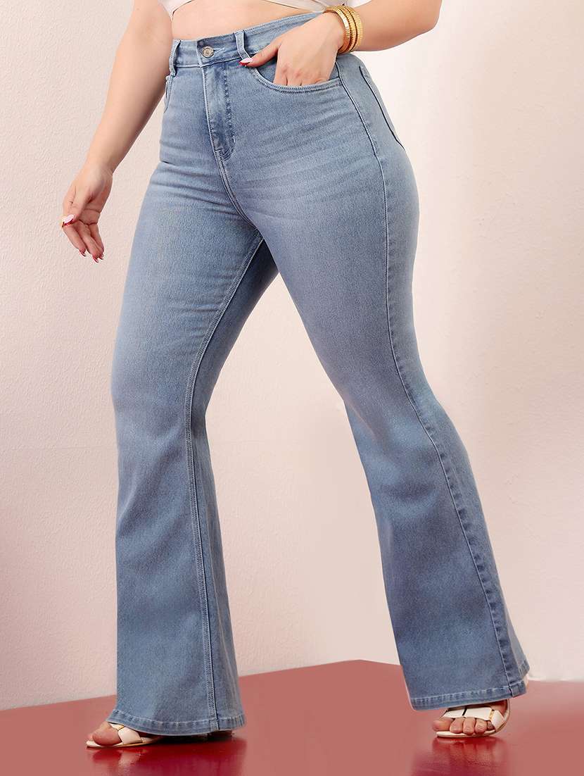 women solid high rise bootcut jeans - 22433664 -  Standard Image - 3