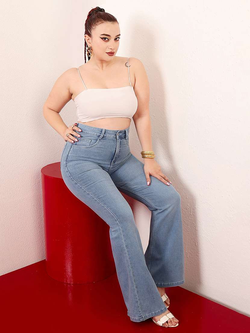 women solid high rise bootcut jeans - 22433664 -  Standard Image - 5