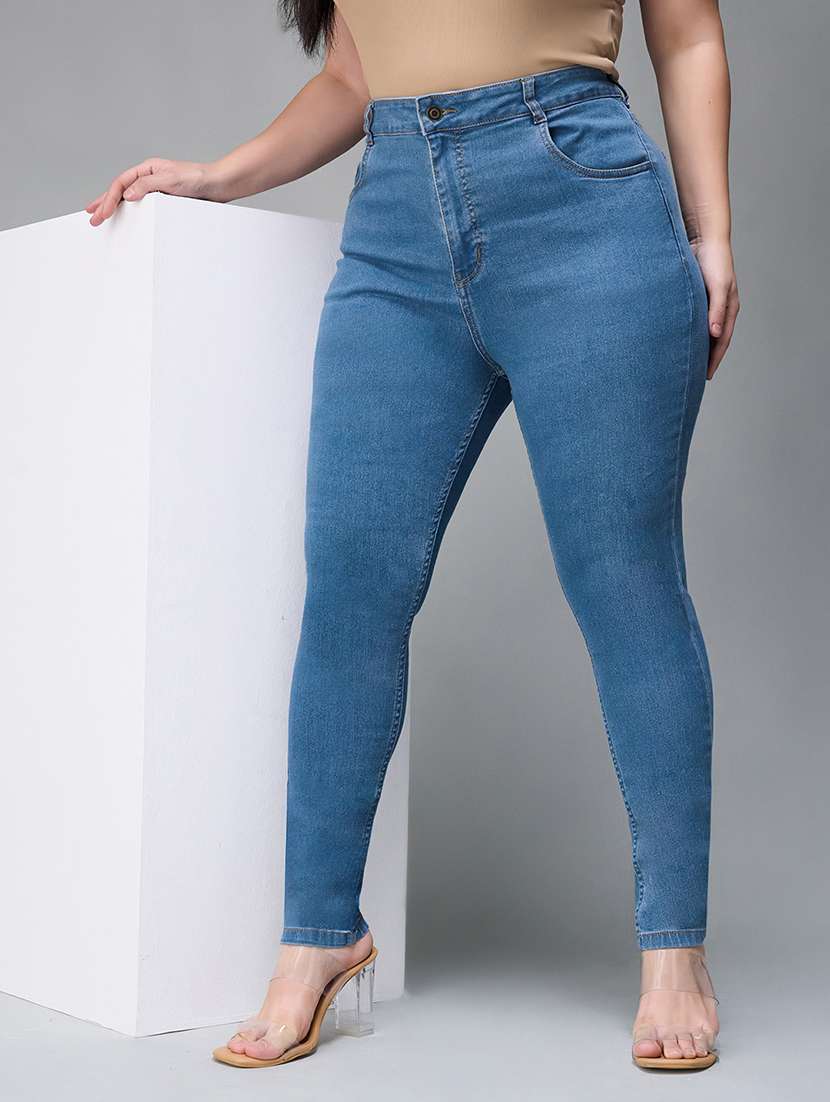 women solid high rise skinny fit jeans