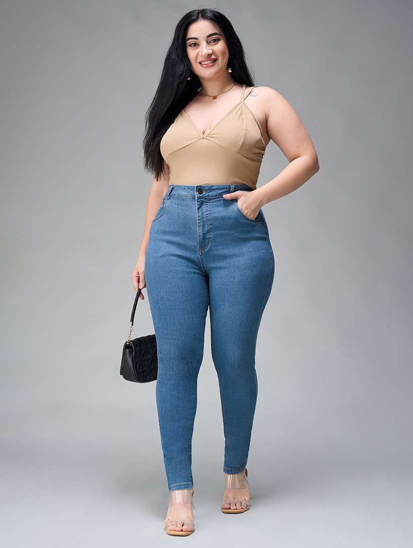women solid high rise skinny fit jeans - 22433688 -  Standard Image - 5