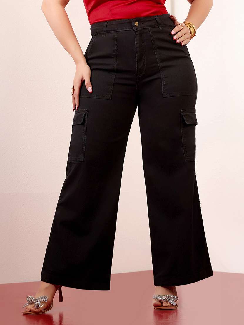 women solid high rise cargo