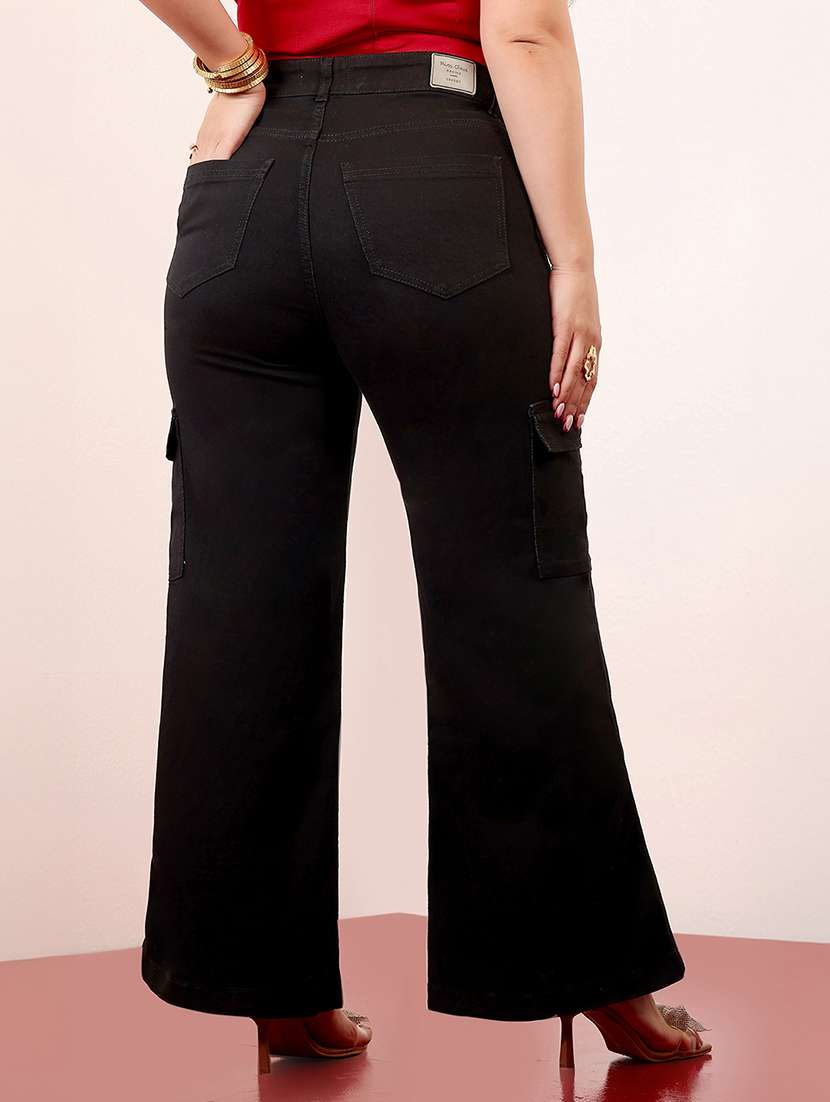 women solid high rise cargo - 22433705 -  Standard Image - 3