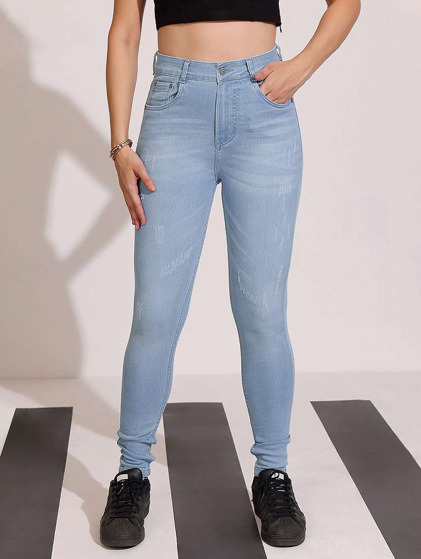 women blue denim jean