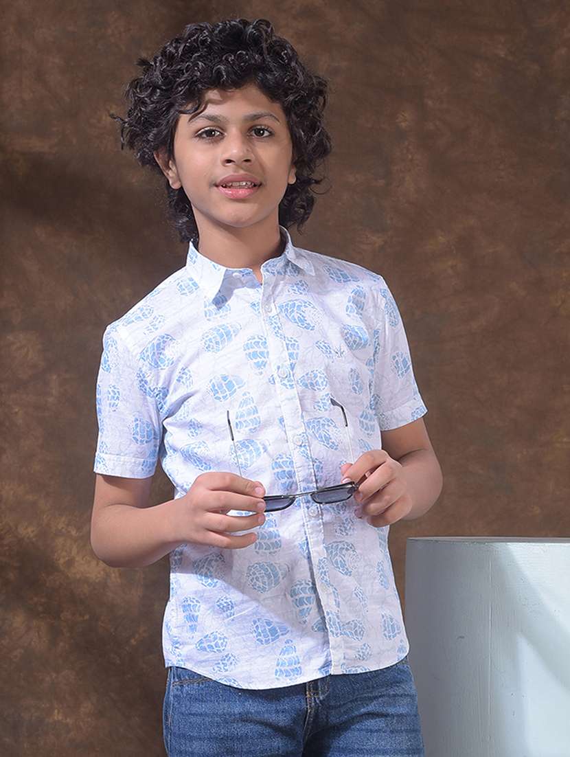 boys cuban collar short sleeve shirt