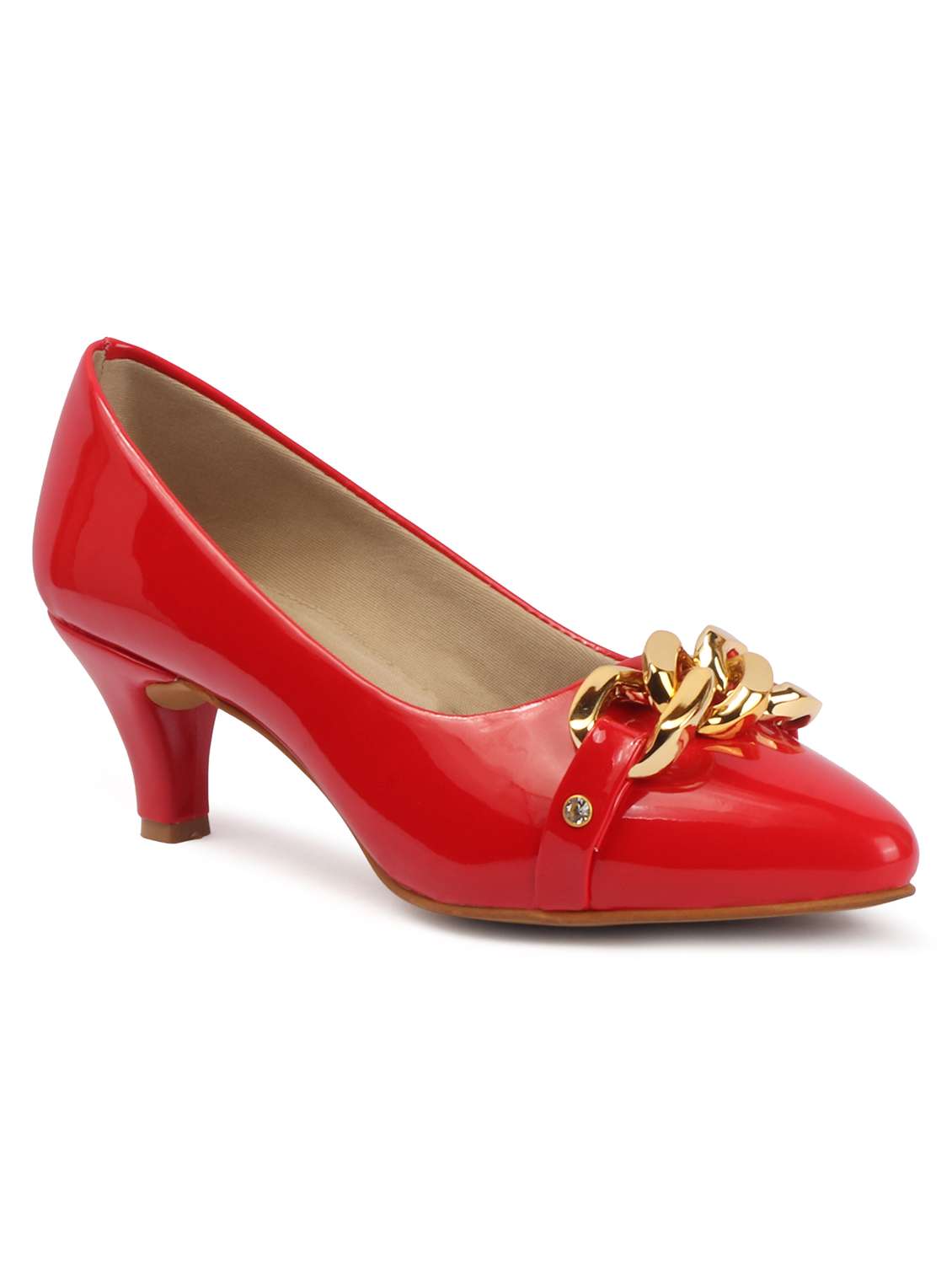 Women Red Slip On Pump - 22433944 -  Standard Image - 3