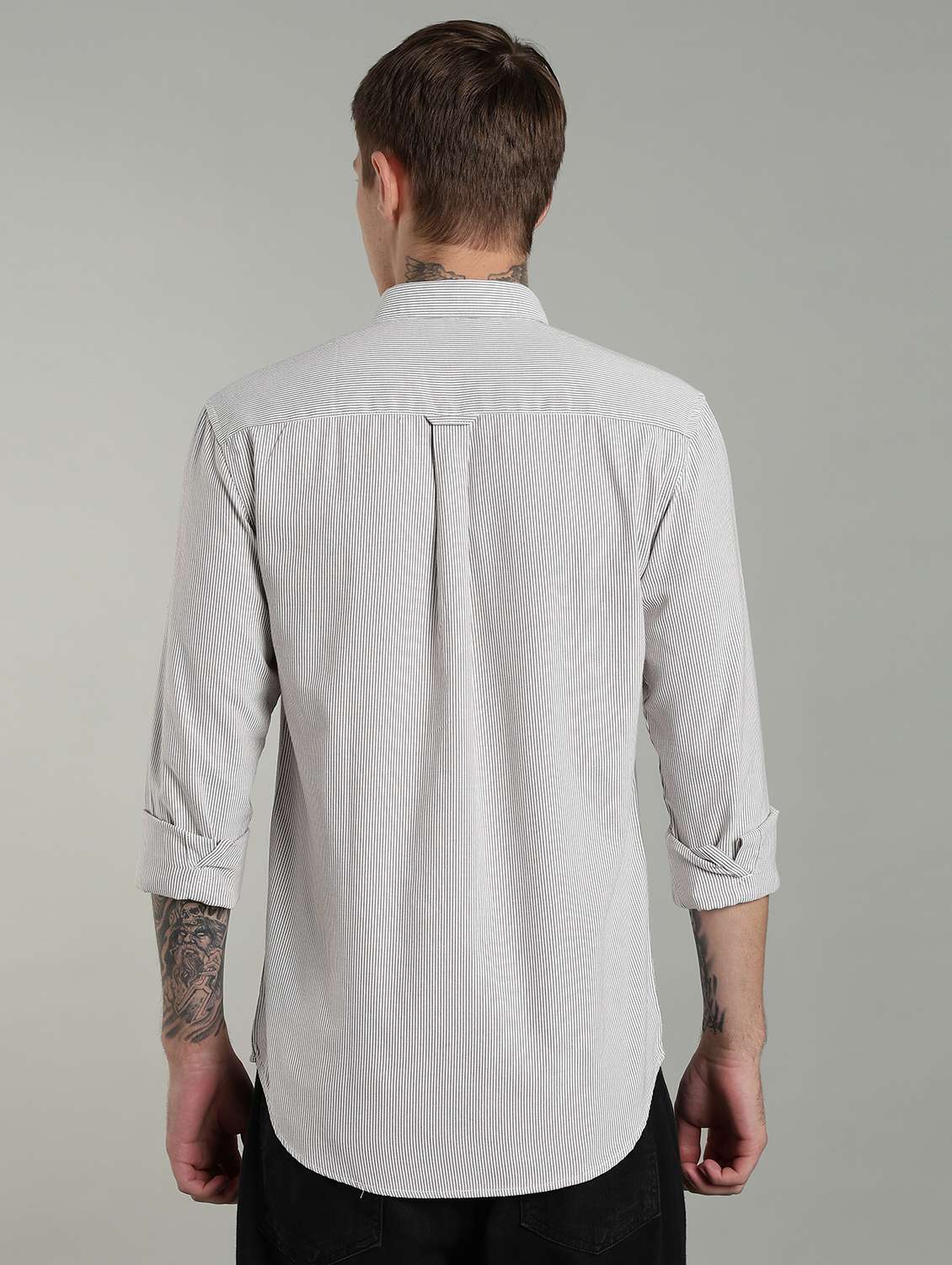 men striped long sleeve slim fit casual shirt - 22433955 -  Standard Image - 5