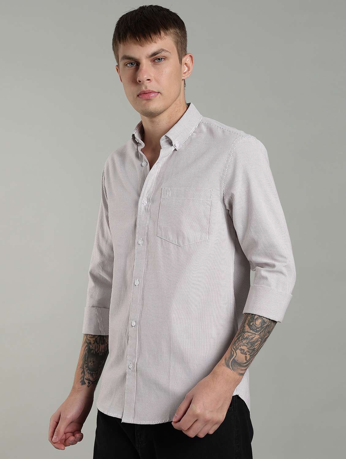 Men Striped Long Sleeve Slim Fit Casual Shirt - 22433959 -  Standard Image - 3