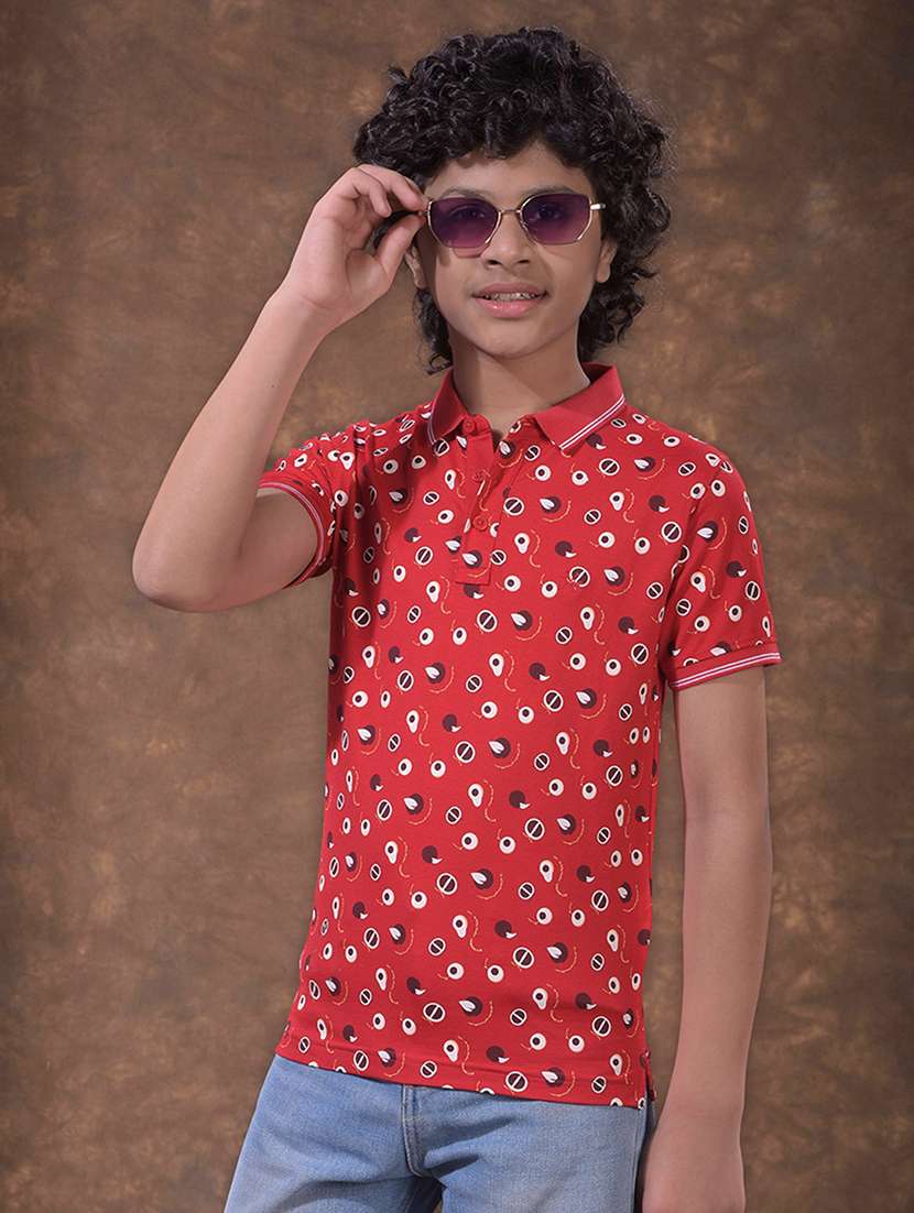 boys printed short sleeve polo t-shirt
