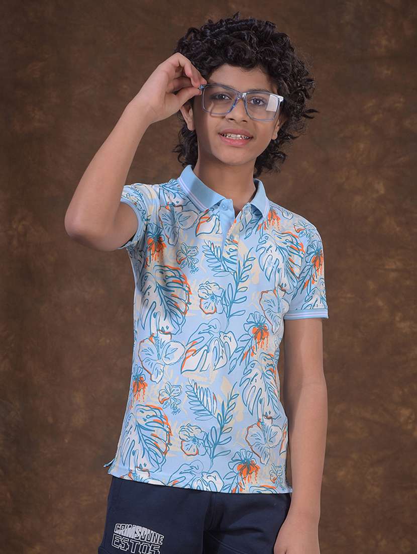 boys printed short sleeve polo t-shirt