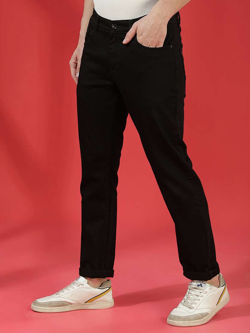 men plain black slim fit jeans - 22434012 -  Standard Image - 3