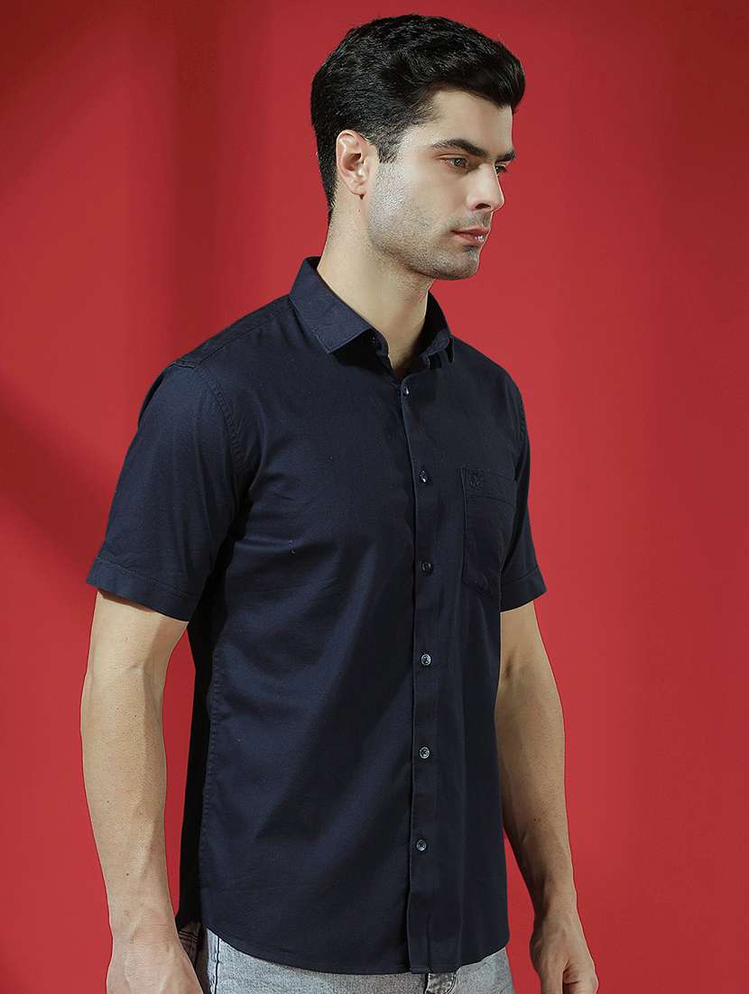 Men Solid Short Sleeve Slim Fit Casual Shirt - 22434032 -  Standard Image - 3