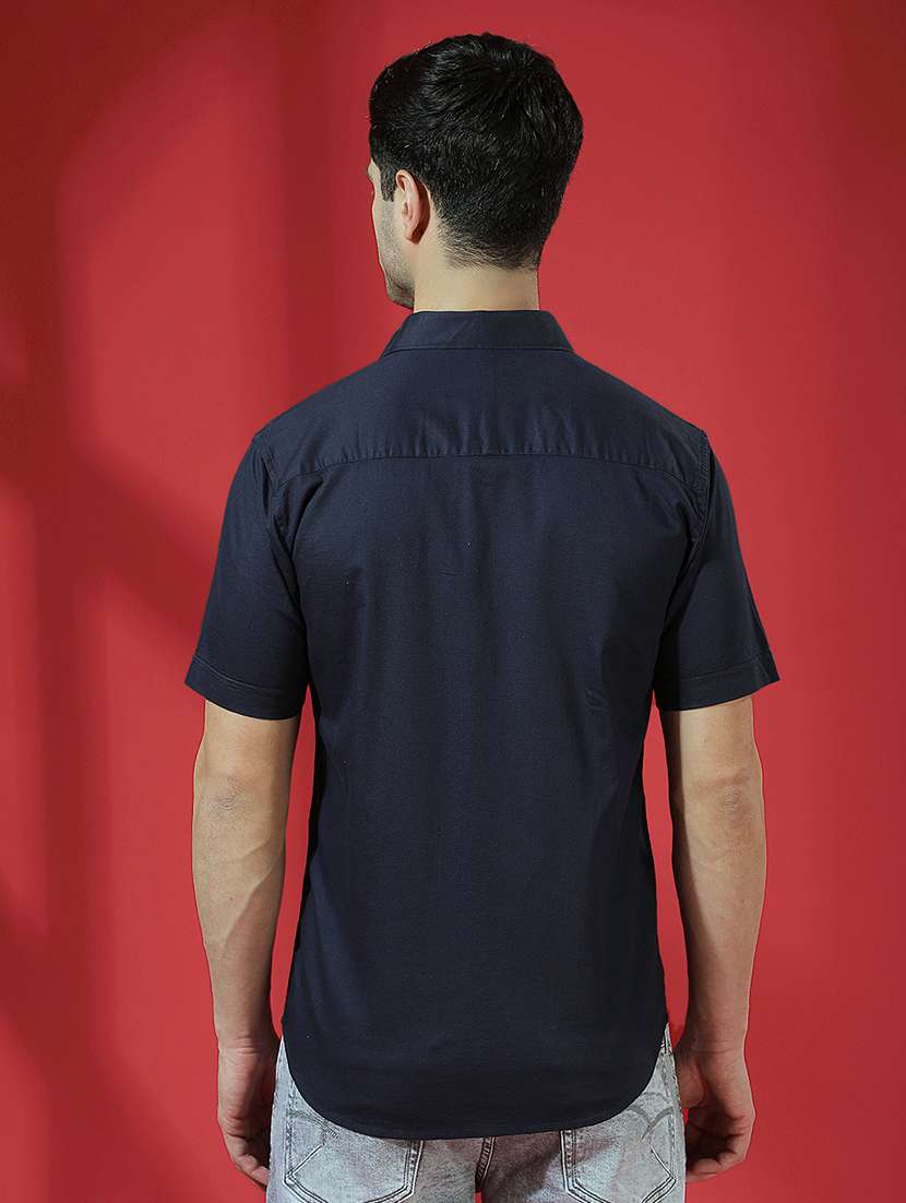 Men Solid Short Sleeve Slim Fit Casual Shirt - 22434032 -  Standard Image - 5