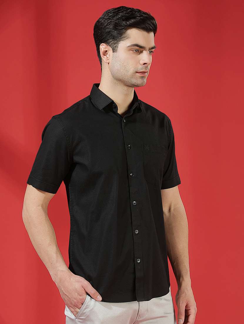 men solid short sleeve slim fit casual shirt - 22434033 -  Standard Image - 3