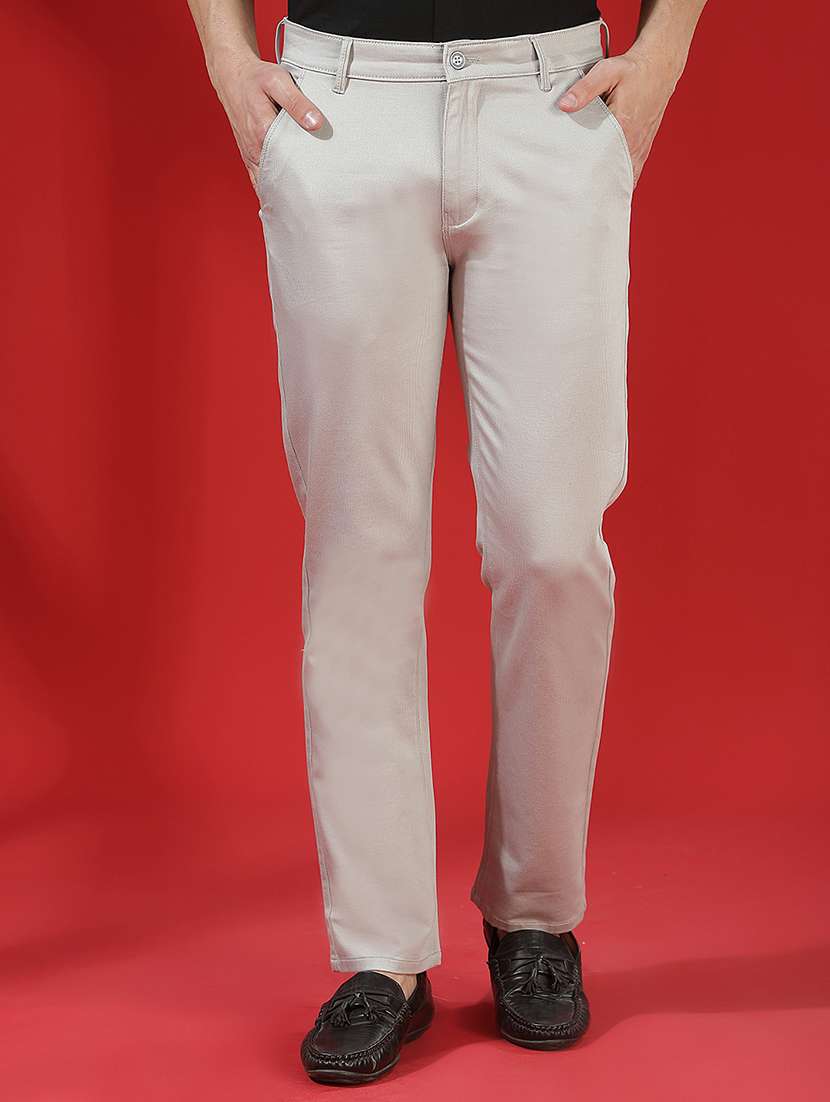 men self design mid rise chinos casual trouser