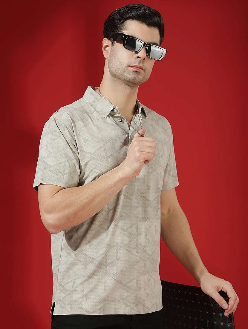 men printed short sleeve regular fit polo t-shirt