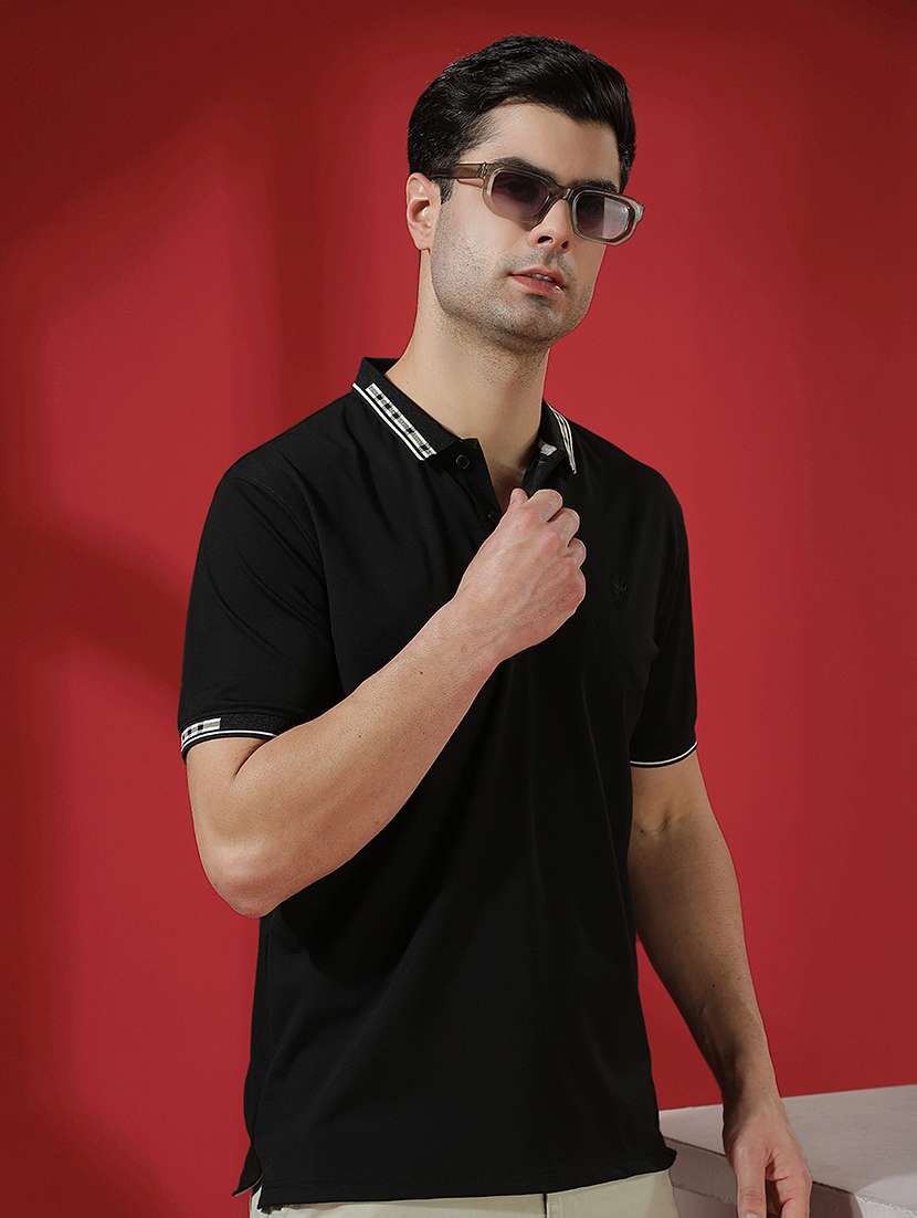 men solid short sleeve slim fit polo t-shirt