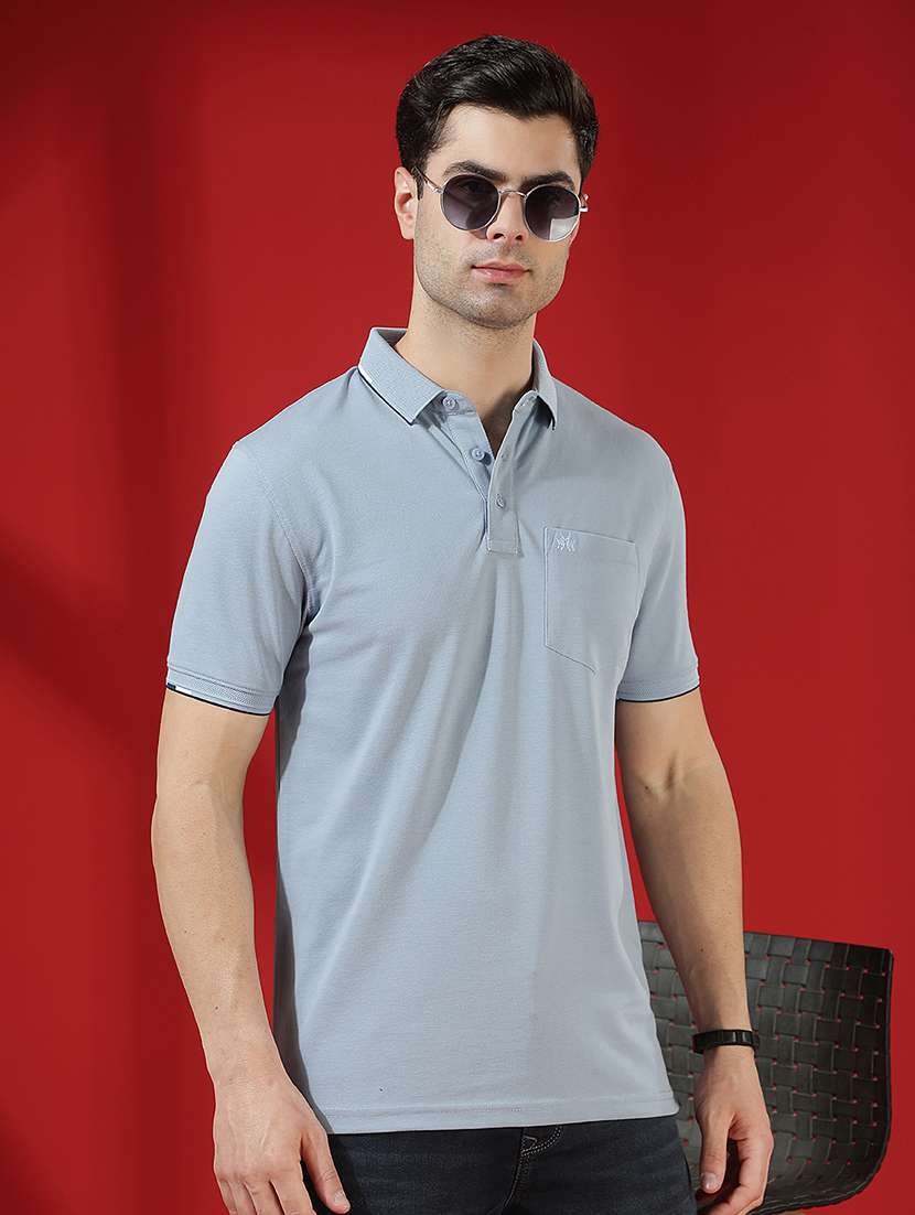 men solid short sleeve slim fit polo t-shirt