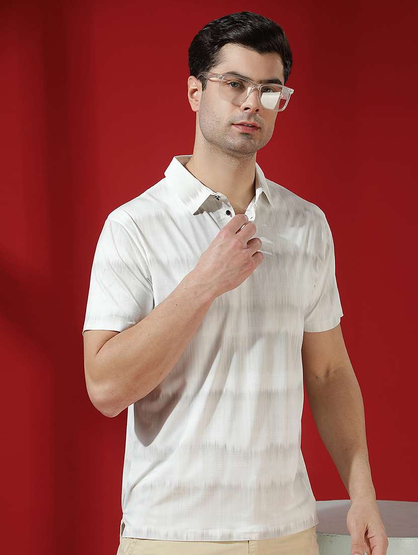 men self design short sleeve polo t-shirt