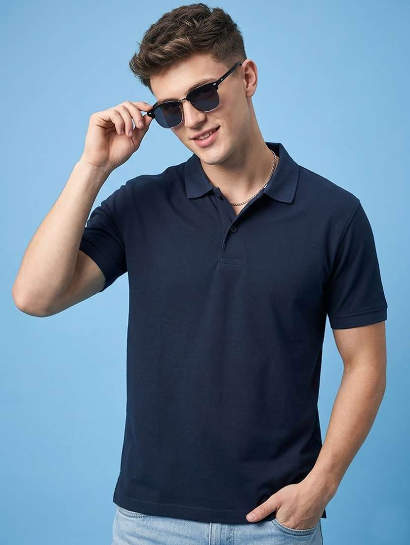 men solid short sleeve regular fit polo t-shirt