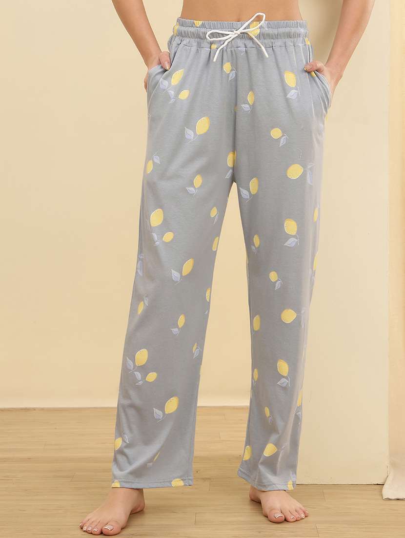 women solid mid rise loungewear pajama