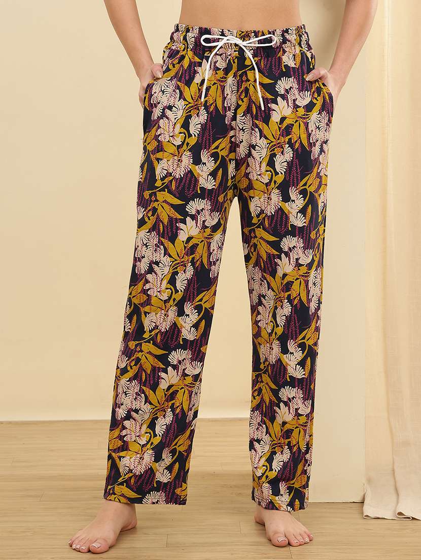 women solid mid rise loungewear pajama
