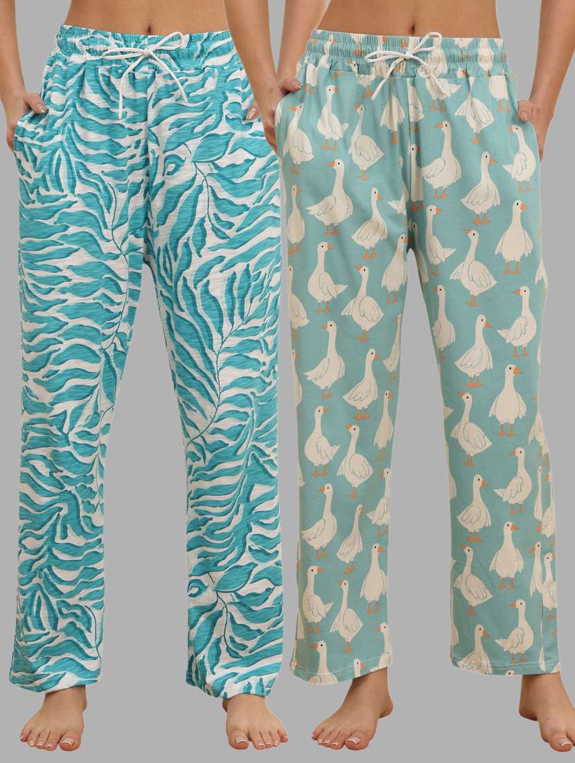 women pack of 2 printed loungewear pajama