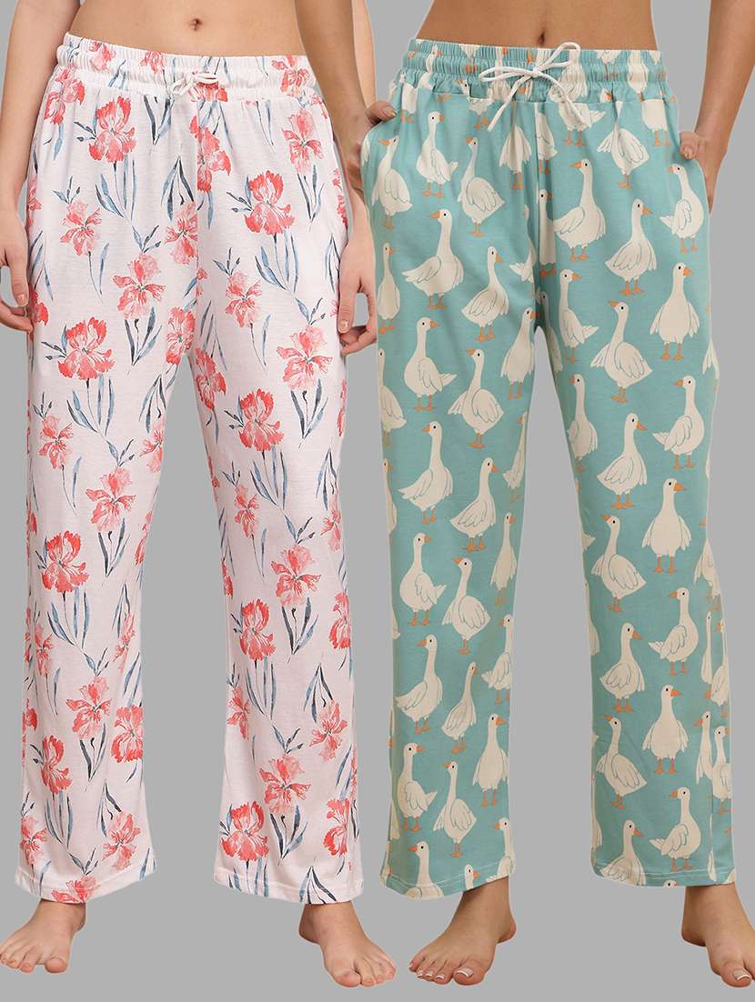 women pack of 2 printed loungewear pajama