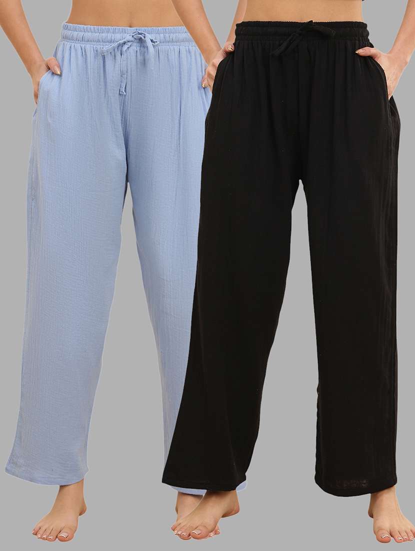 women pack of 2 solid mid rise pajama