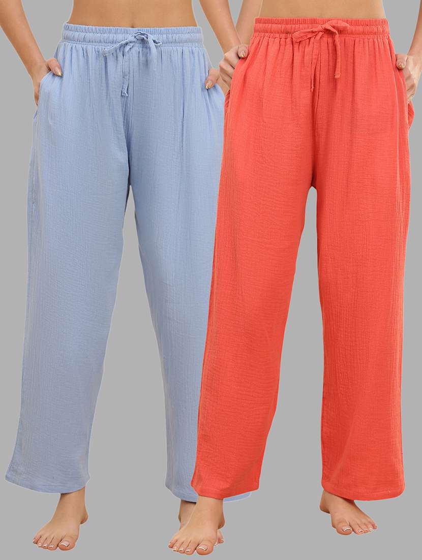 women pack of 2 solid mid rise pajama