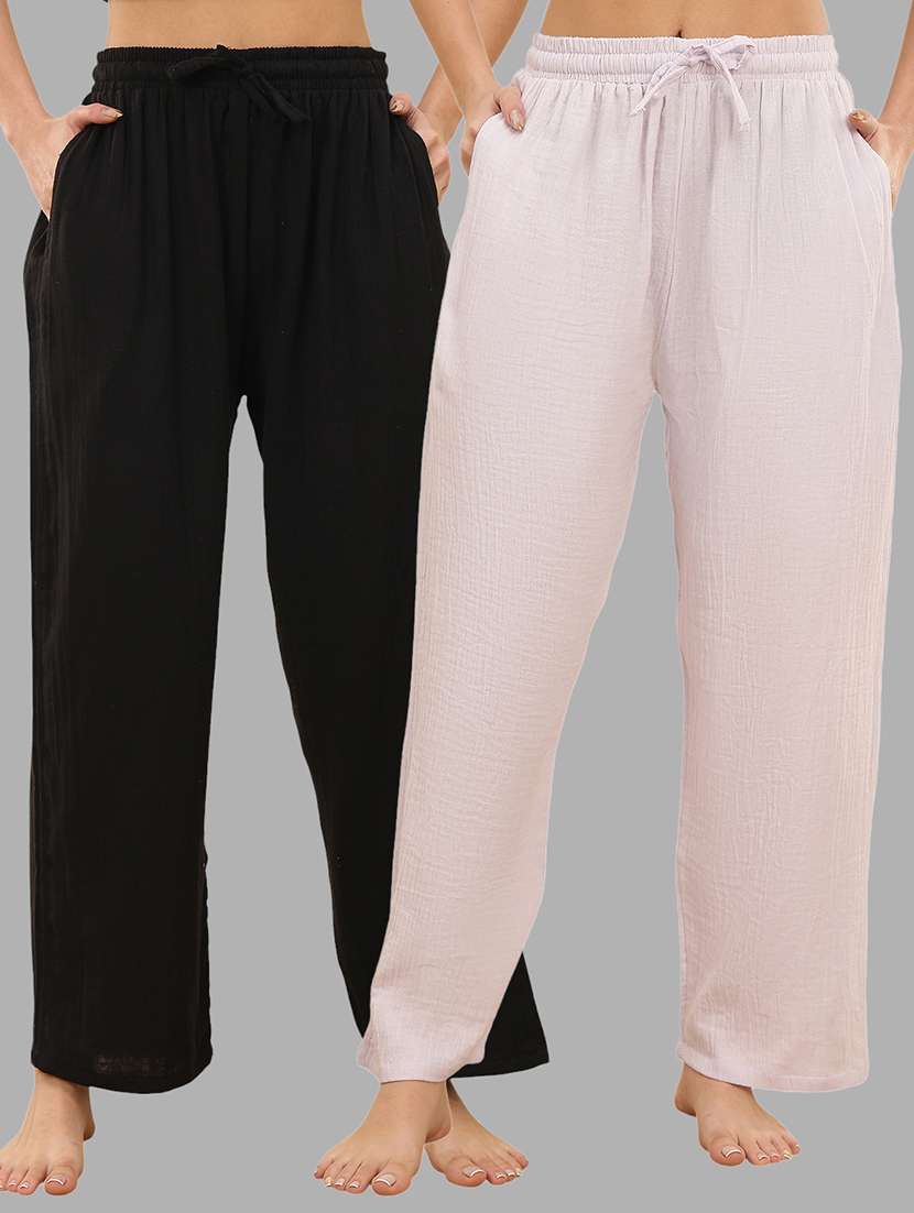 women pack of 2 solid mid rise pajama