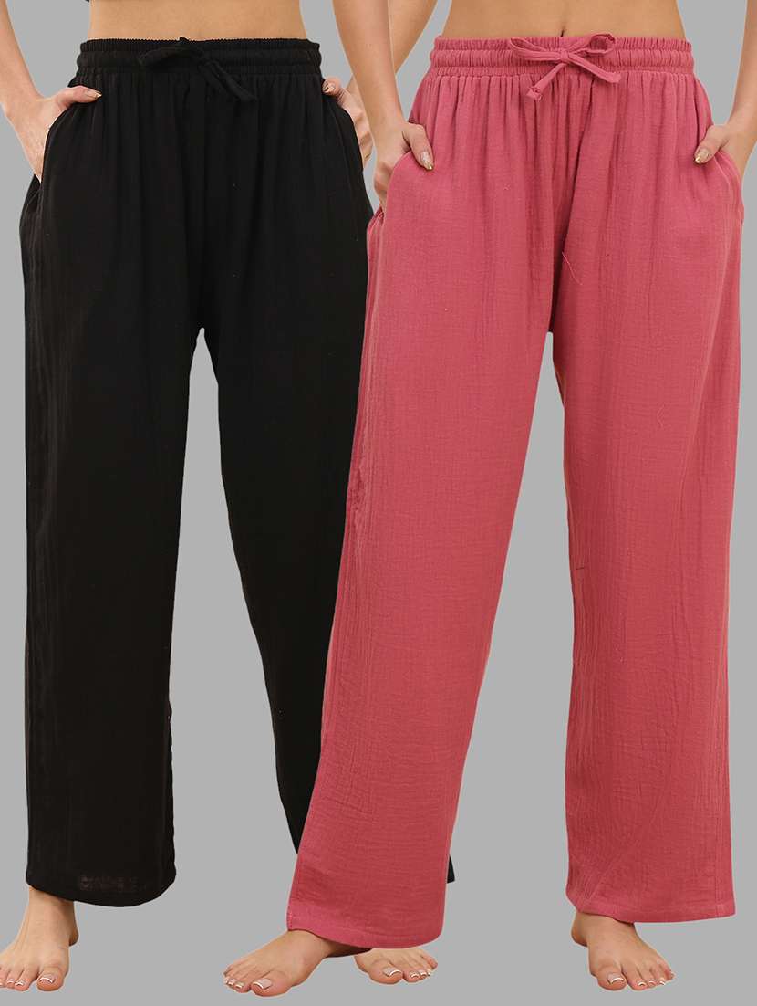 women pack of 2 solid mid rise pajama