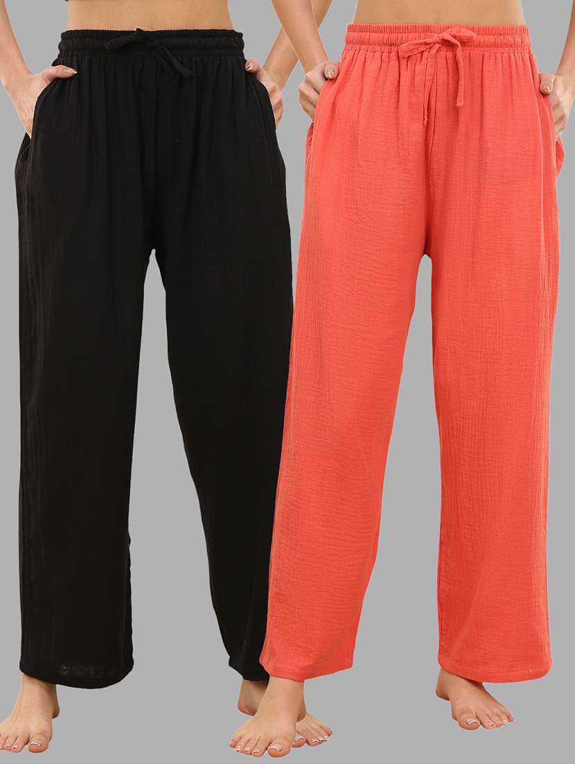 women pack of 2 solid mid rise pajama