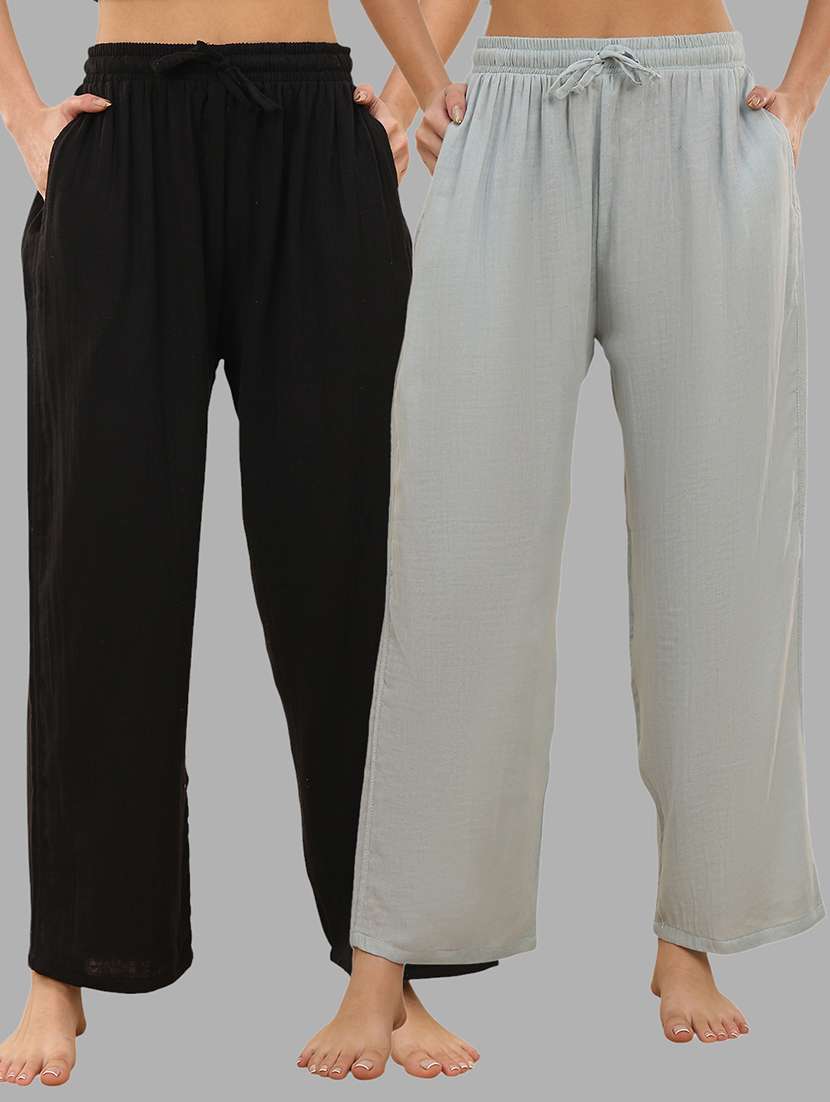 women pack of 2 solid mid rise pajama