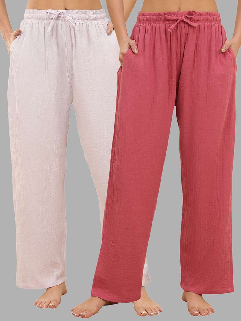 women pack of 2 solid mid rise pajama