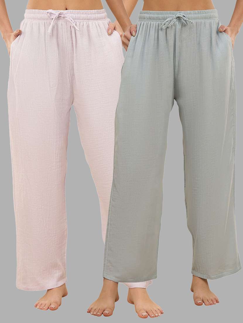 women pack of 2 solid mid rise pajama