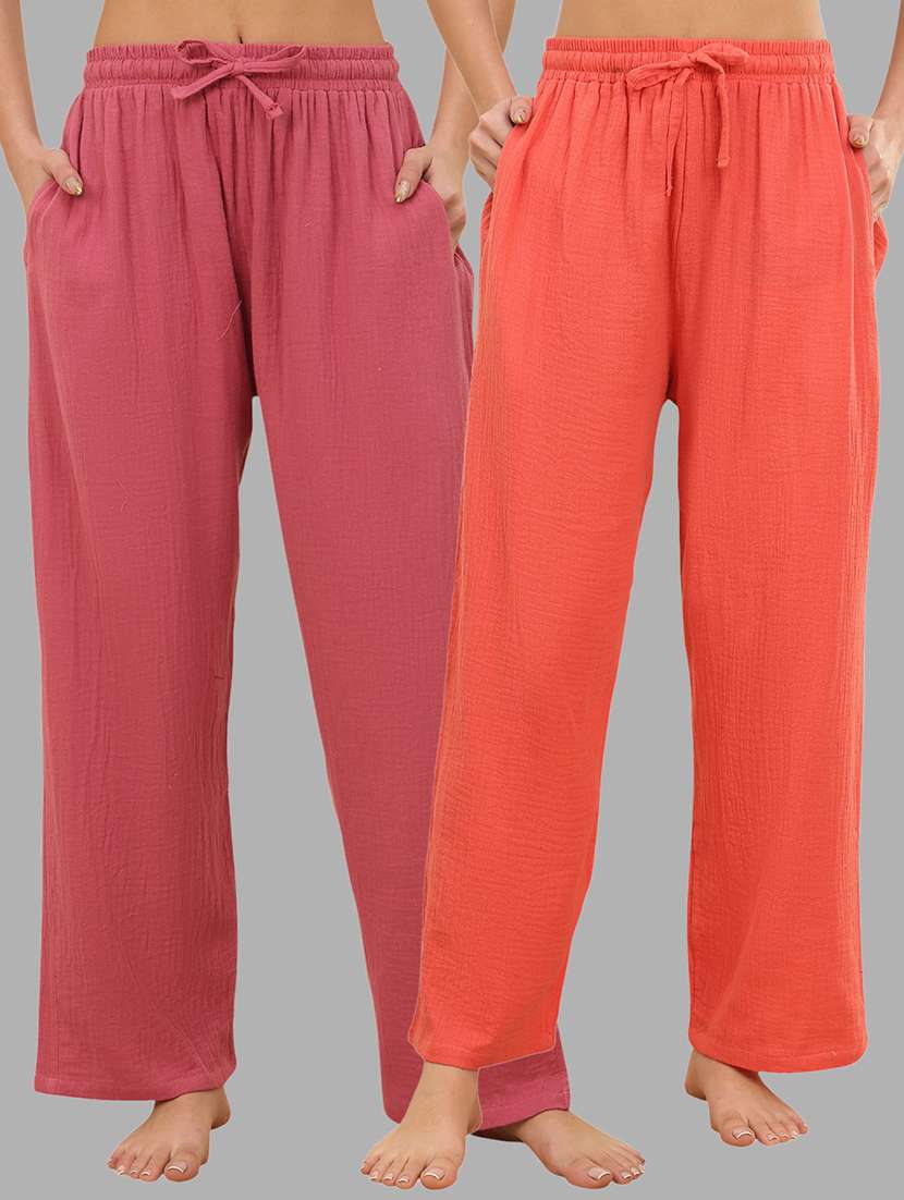 women pack of 2 solid mid rise pajama