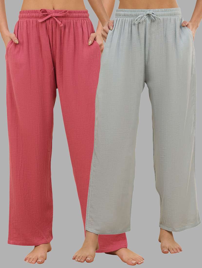 women pack of 2 solid mid rise pajama