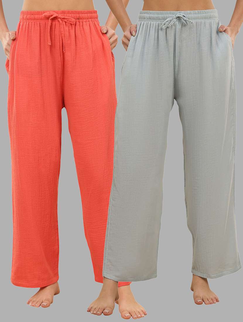 women pack of 2 solid mid rise pajama