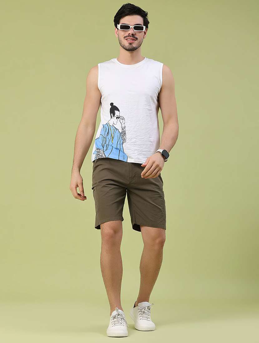 men solid mid rise regular fit cargo shorts - 22434354 -  Standard Image - 5