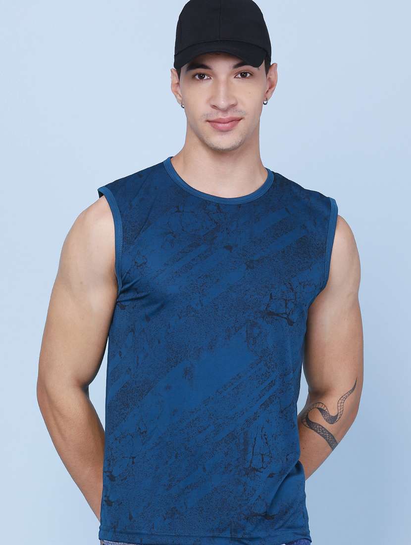 men printed sleeveless vest